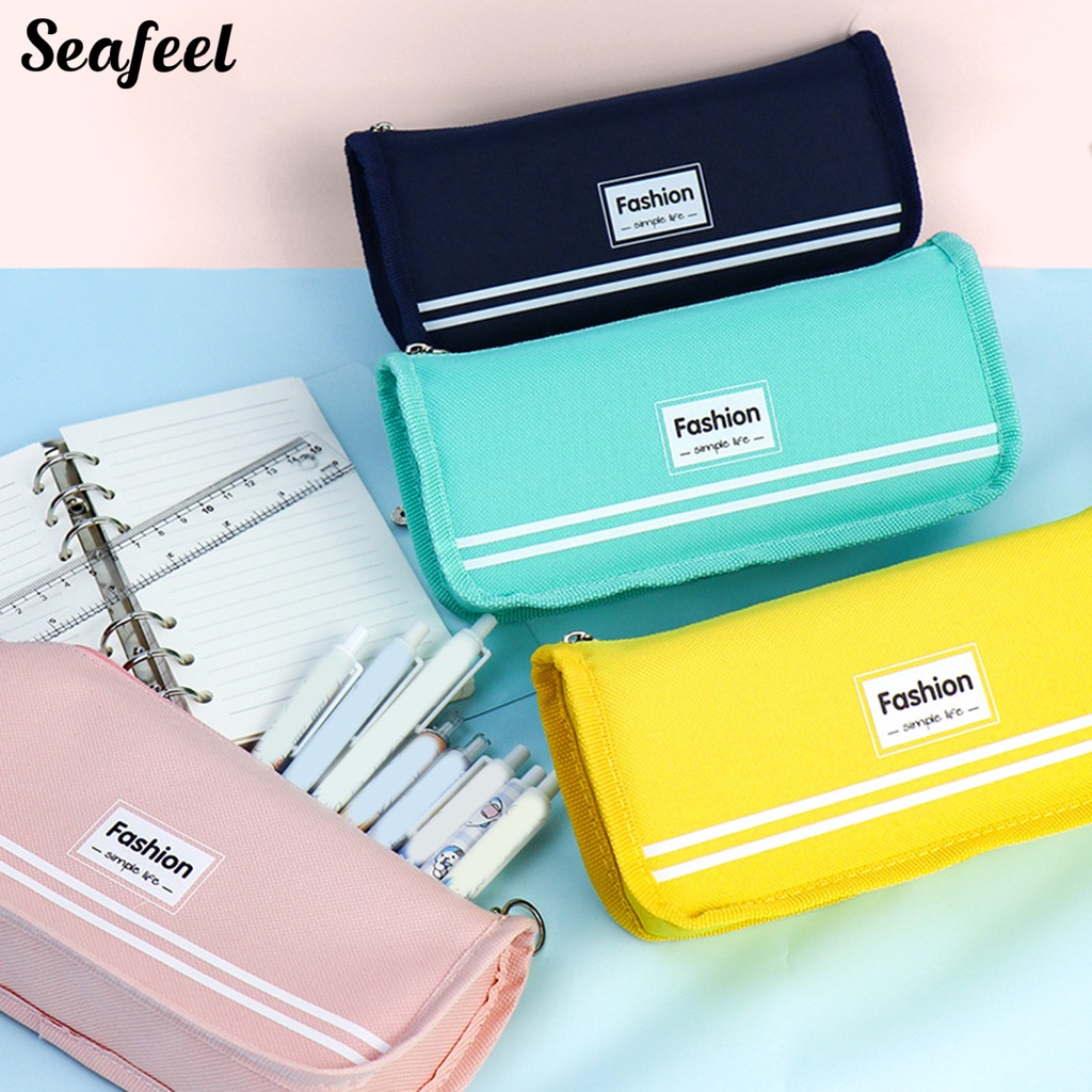 Túi Đựng Bút Bằng Vải Canvas Chống Nước Có Khóa Kéo Tiện Dụng