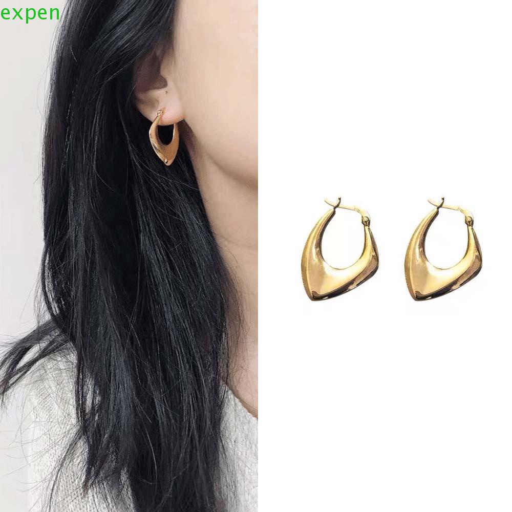 EXPEN Bông Tai Hình Tròn Bằng Đồng Đơn Giản Phong Cách Âu Mỹ Cổ Điển Thời Trang Cho Nữ