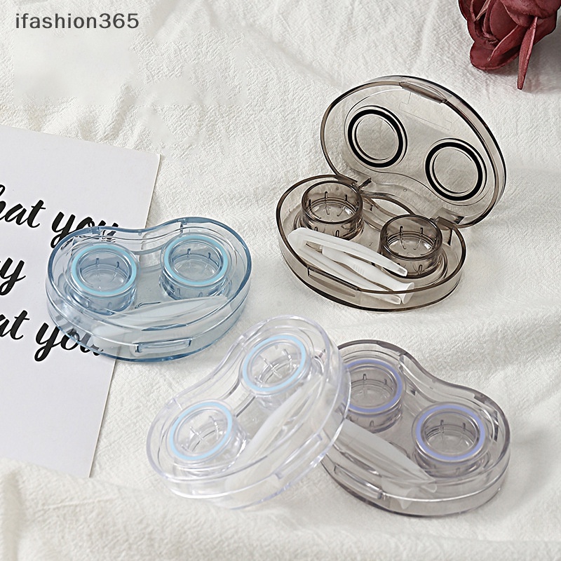 [ifashion365] Hộp Đựng Kính Áp Tròng Trong Suốt Có Thể Mang Theo Phong Cách Lạnh Đơn Giản Kèm Nhíp