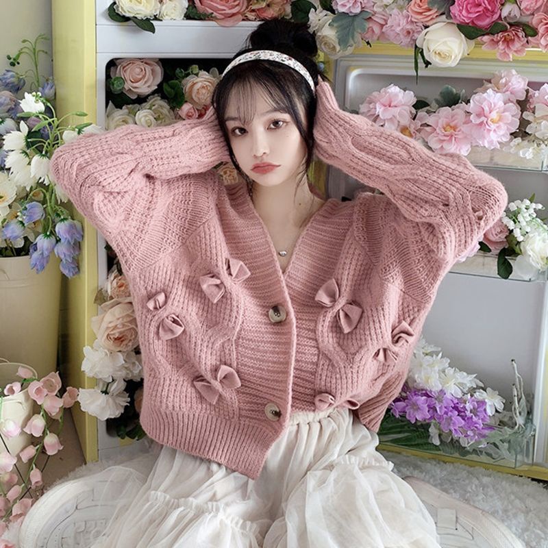 Áo Khoác Cardigan Dệt Kim Cổ Chữ V Phong Cách Thời Trang Hàn Quốc