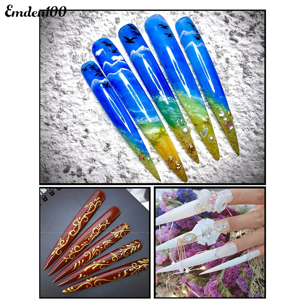 Bộ 10 Móng Tay Giả Hình Chữ V Siêu Mỏng Cho Salon