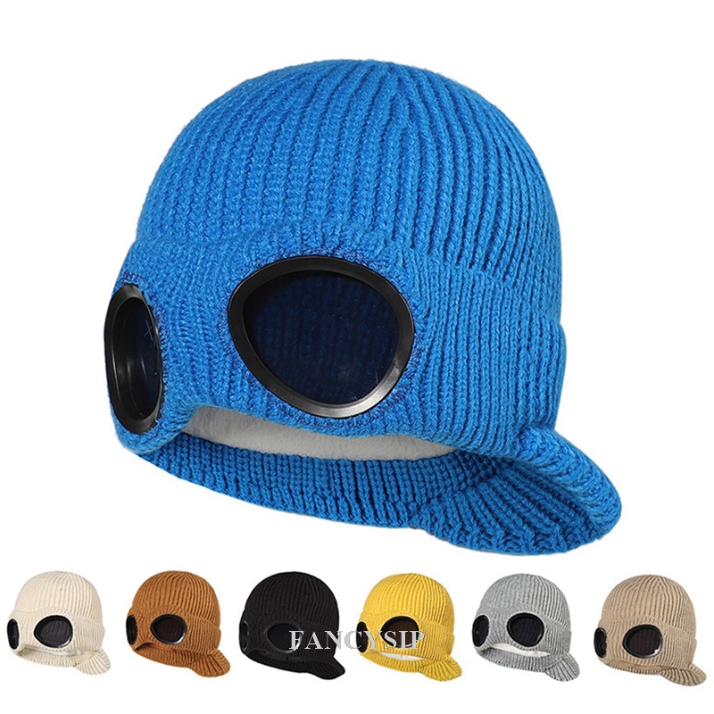 Fancysip Mũ Phi Công Dệt Kim Phối Lông Giữ Ấm Mùa Đông Phong Cách Hip Hop Đường Phố Cho Nam Và Nữ