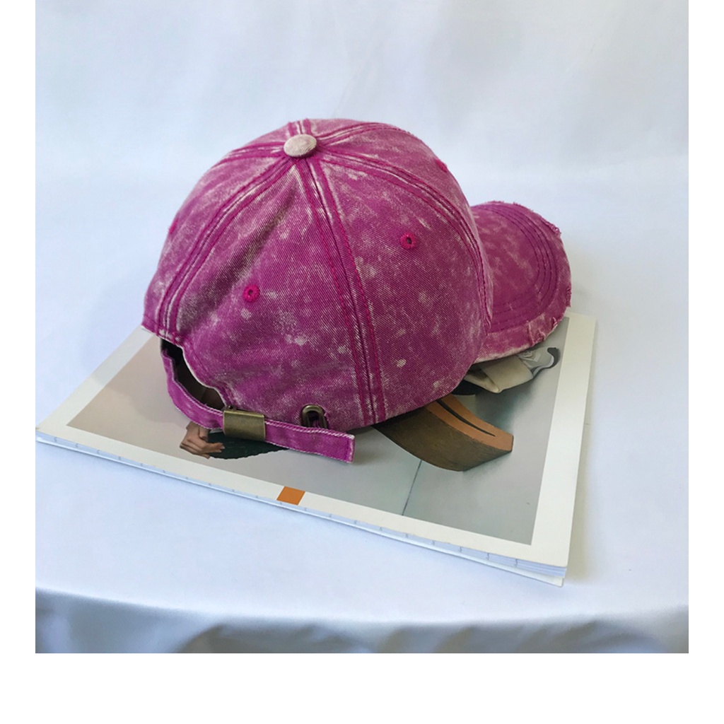 Mũ Lưỡi Trai Denim Màu Đen Thiết Kế Rách Phong Cách Retro Cá Tính Cho Nam