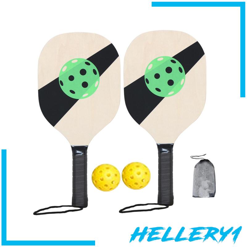 Bộ 2 Vợt Đánh Bóng + 2 Tay Cầm Bằng Gỗ Bền Thoải Mái Cho Người Mới Bắt Đầu
