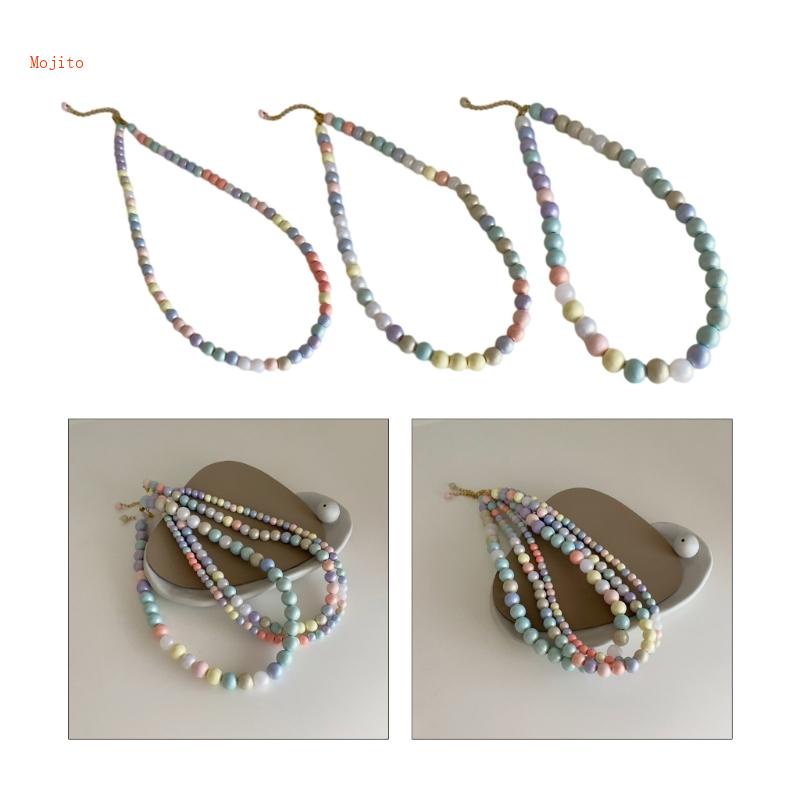 Mojito Vòng cổ Hạt Ngọc Trai Giả Màu Cầu Vồng Phong Cách Vintage Cho Nữ