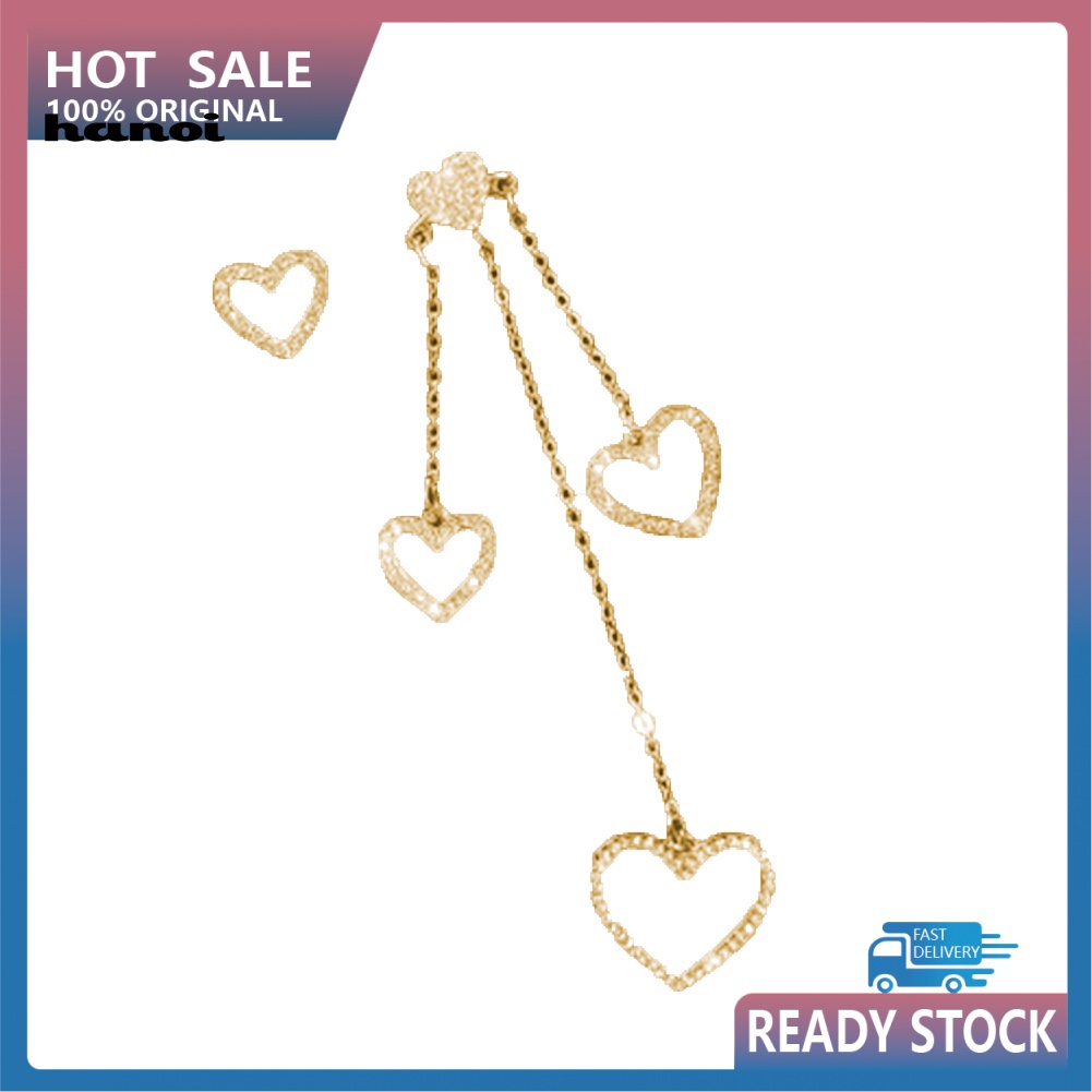 Đôi Khuyên Tai Dài Hình Bướm Và Trái Tim Đính Đá Thời Trang Cho Nữ