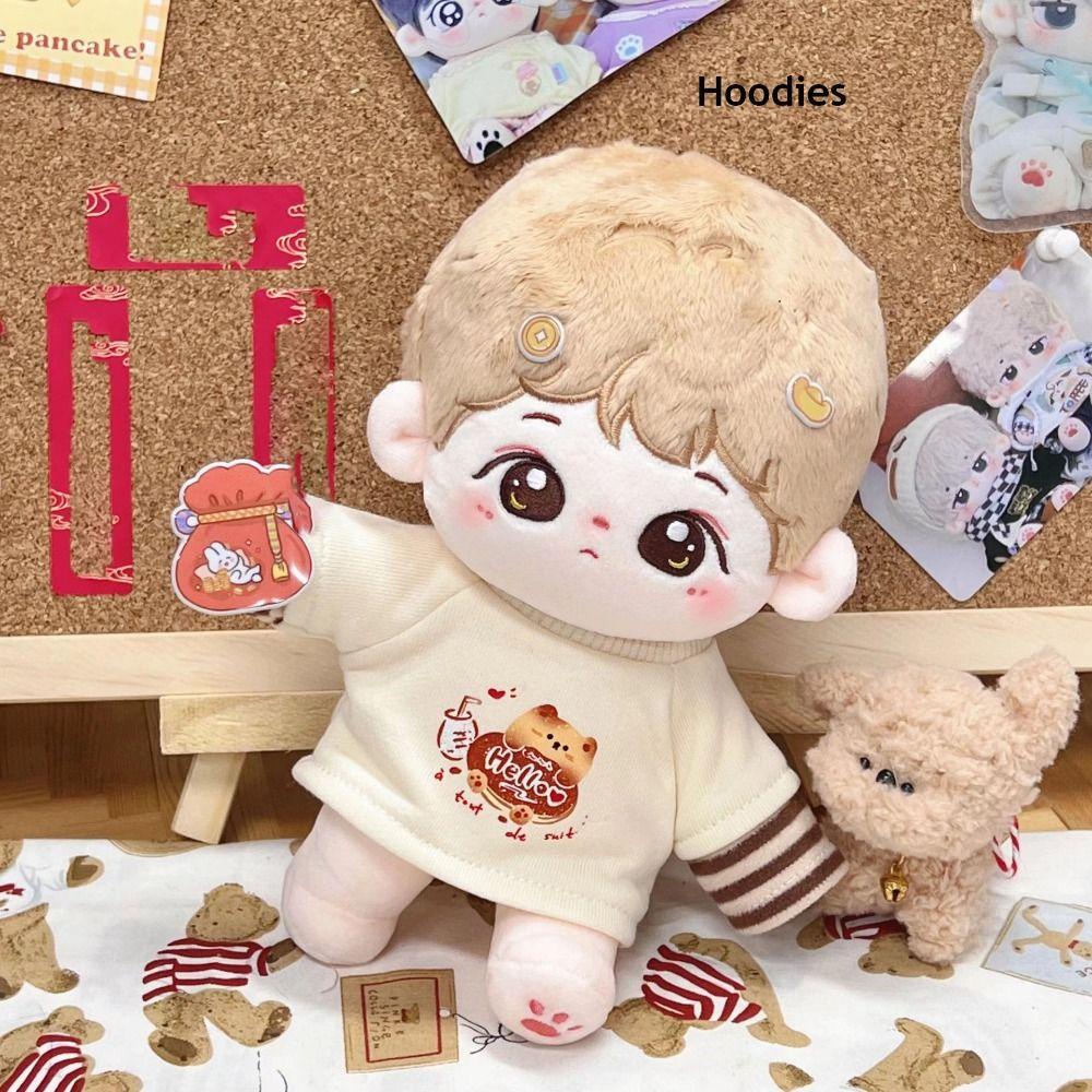 1 Bộ / 1 Bộ Áo Hoodie + Quần Yếm Cotton 20cm In Họa Tiết Hoạt Hình Dễ Thương Cho Búp Bê Tỉ Lệ 1 / 12