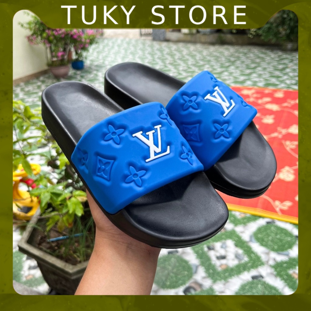 Dép Nam LV Quai Ngang ĐẾ PU Đi êm Chân Kiểu Dáng Thời Trang Năng Động