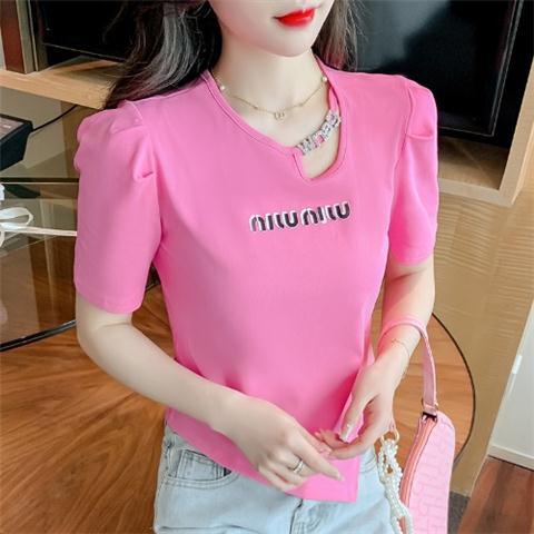 Áo Thun Ngắn Tay Phồng Thời Trang Mùa Hè 2023 Phong Cách Phương Tây Cho Nữ