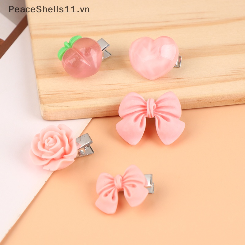 Set 5 Kẹp Tóc Hình Hoa Hồng / Bướm Dễ Thương Làm Quà Tặng Cho Bạn Gái