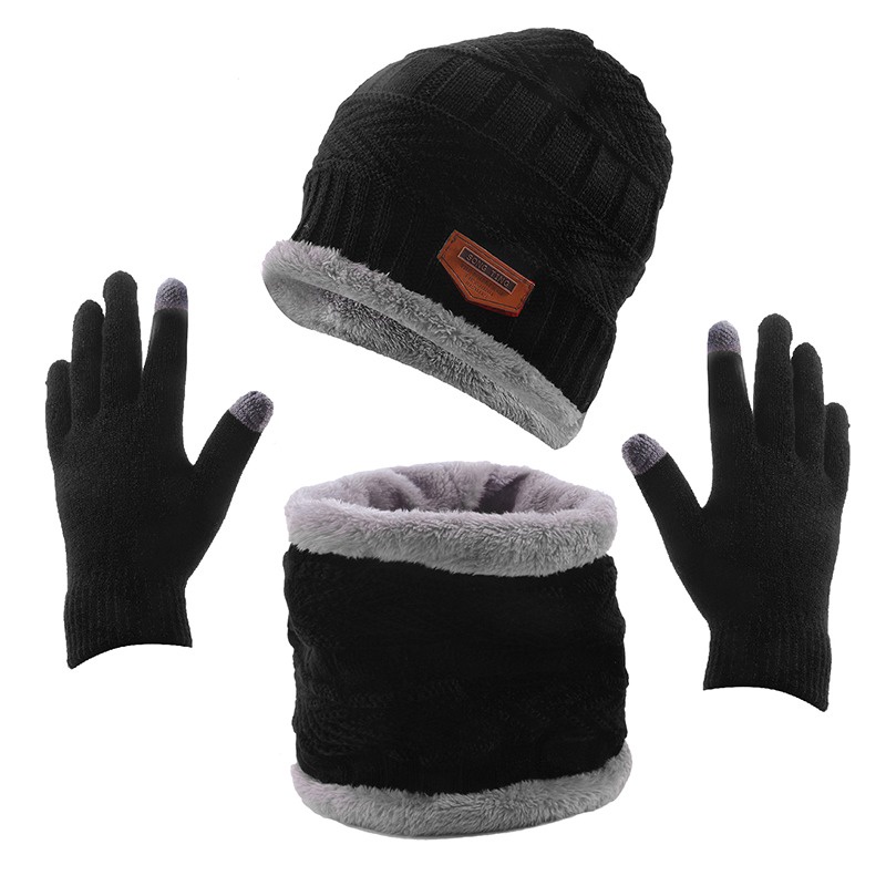Unisex beanies mũ vòng khăn găng tay bộ mùa đông dệt kim dày ấm áp phụ nữ đàn ông