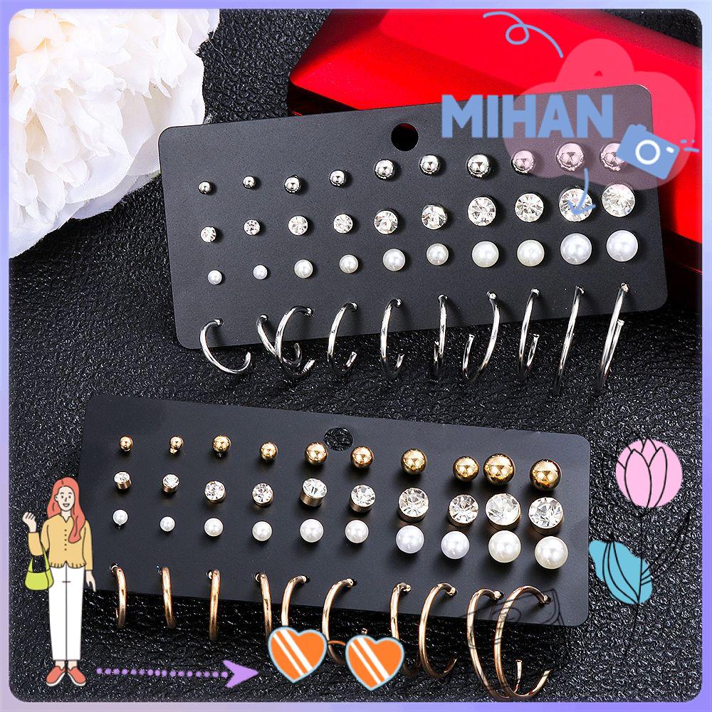 Set nhẫn và khuyên tai đính đá ngọc trai thời trang MIHAN1 cho nữ