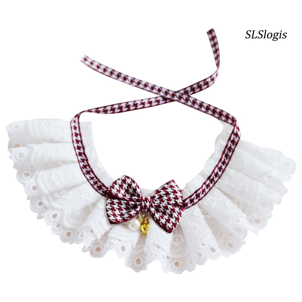 Slslogis Khăn Quàng Cổ Phối Ren Trang Trí Viền Vòng Hoa Thủ Công Thời Trang Cho Thú Cưng Bên Ngoài