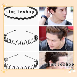 ❀Đơn giản❀ Bán chạy Băng đô kim loại thể thao Băng đô gợn sóng thời trang màu đen