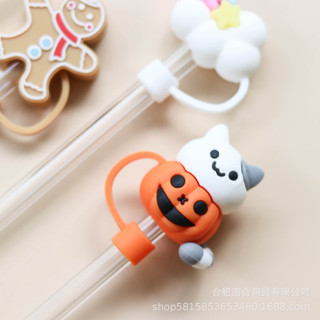 Ống Hút Thủy Tinh Starbucks 6-8mm Họa Tiết Sư Tử Dễ Thương Có Thể Tái Sử Dụng Cho Halloween / Giáng Sinh / Giáng