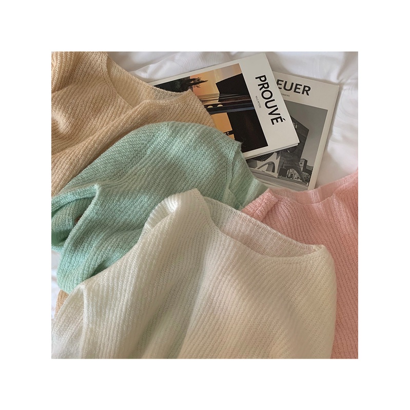 Molin ice cream knitwear women's early spring soft glutinous hollow sweater thin round neck pullover high waist top MC ornament G7EX