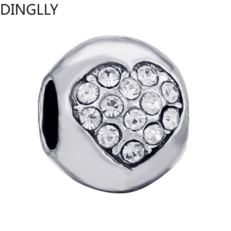 Hạt Xâu Chuỗi Bằng Hợp Kim Bạc Màu Sắc Trắng Hình Trái Tim Dùng Làm Trang Sức Diy