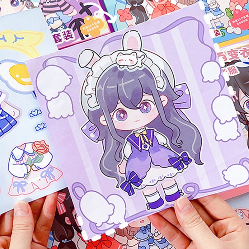 Dress up sticker for kids girl phim hoạt hình dễ thương kawaii girl makeup stickers diy character quần áo dán trang điểm đồ dùng học sinh yk