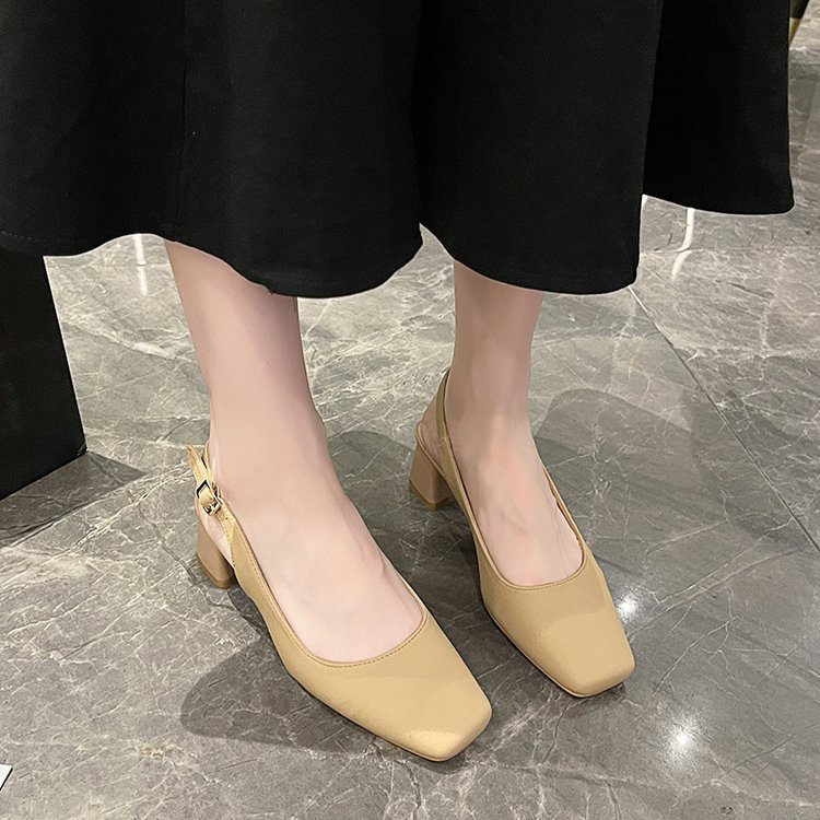 Giày Cao Gót Đế Dày Phối Dây Thắt Sau Lưng Thời Trang Nữ Sành Điệu