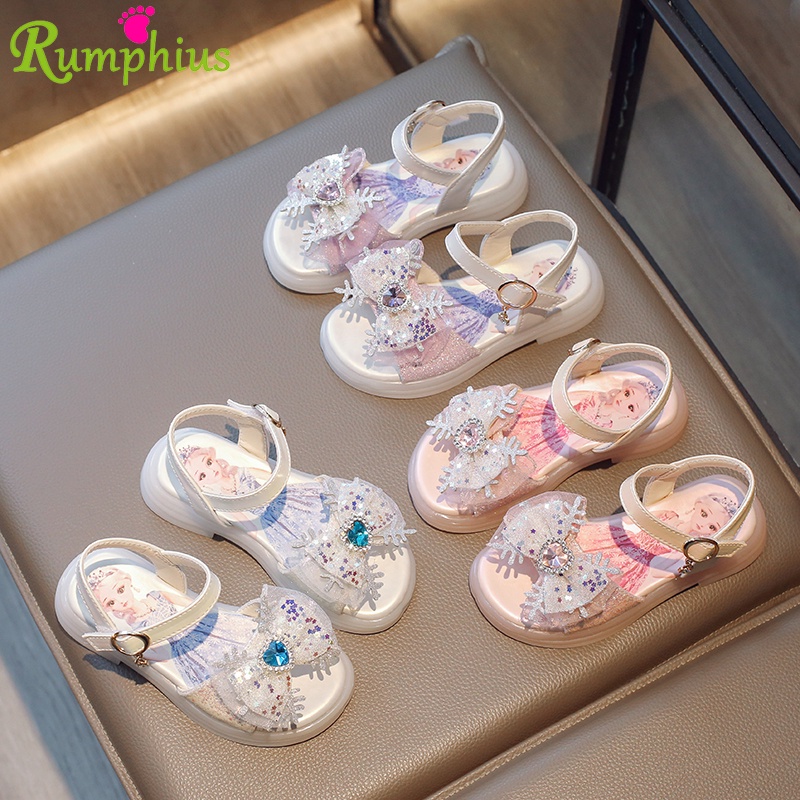 Rumphius Giày Đế Mềm Chống Trượt Đính Kim Cương Lấp Lánh Dành Cho Bé Gái Size 23-34