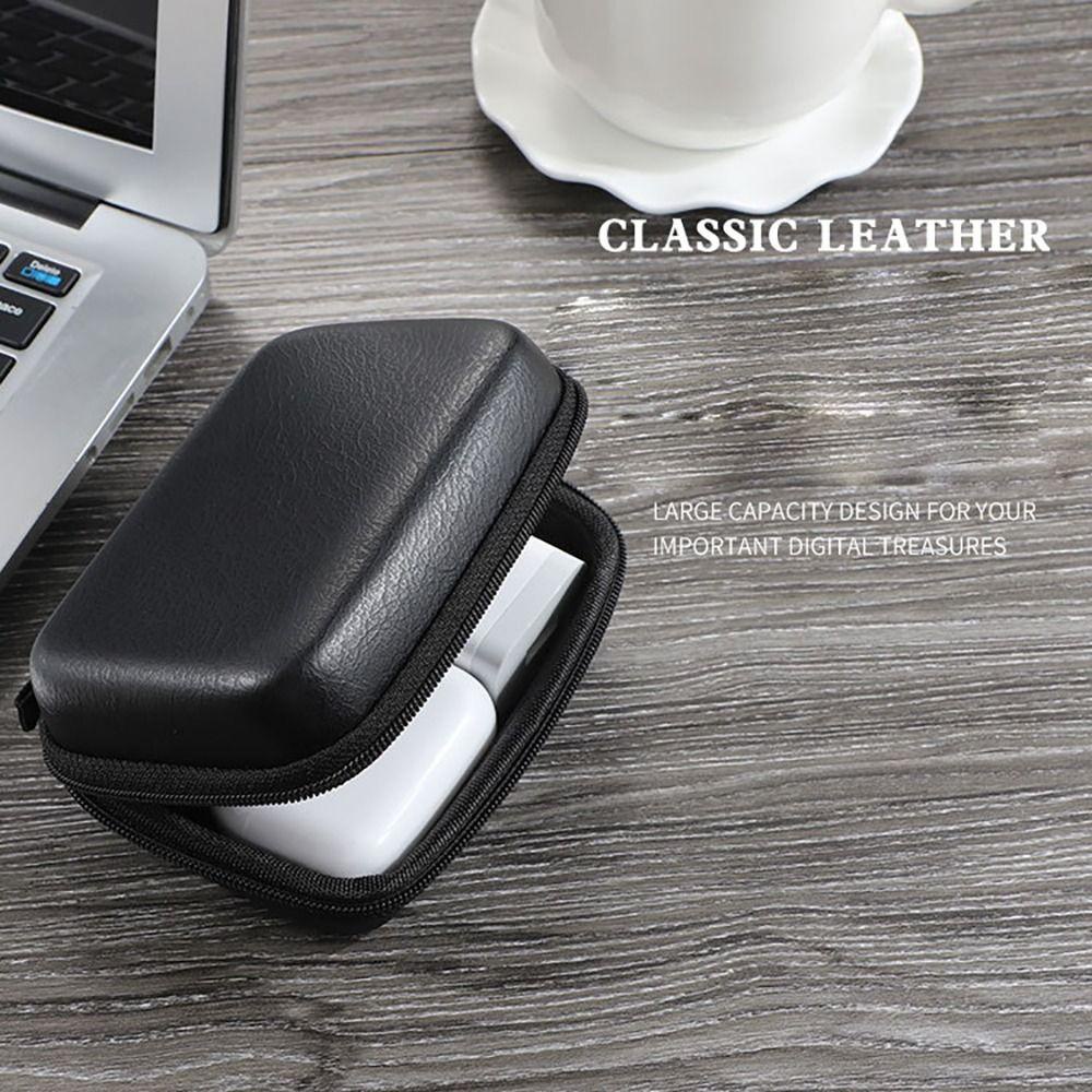 Túi Đựng Tai Nghe / Dây Cáp USB Bọc Da PU Có Khóa Kéo Cho Nam Nữ