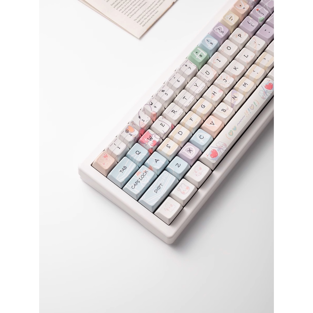 Thỏ Keycaps MDA Profile Hoạt Hình Hình Minh Họa PBT Dye Sub Bàn Phím Cơ Keycap