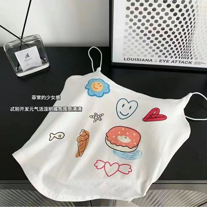 Hot girl sexy in vest trắng với miếng đệm ngực cô gái ống trên cùng áo tăng mùa hè Áo hai dây ngọt ngào dễ thương