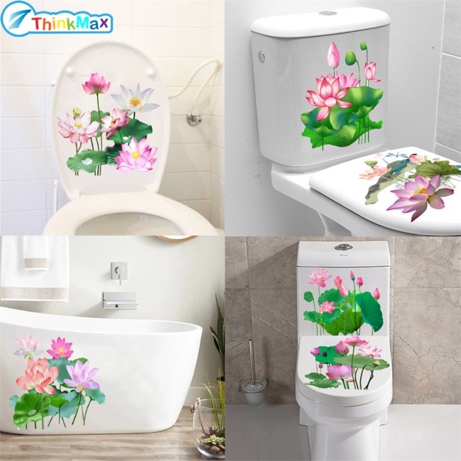 Miếng Dán Trang Trí Toilet Bằng PVC Hình Hoa Sen