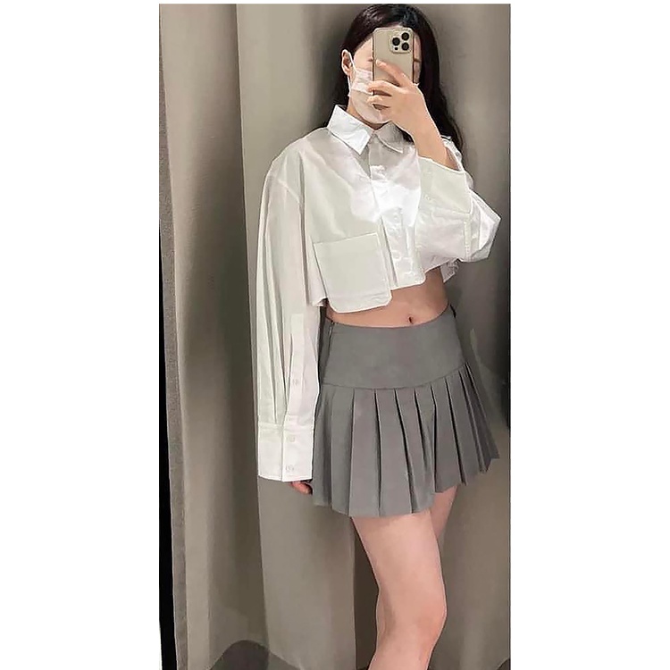 Áo Sơ Mi Zara Dáng Ngắn Kẻ Sọc 23 Món Phối Chân Váy Rộng Xếp Ly Thời Trang Mùa Xuân Sành Điệu3067001 7385403