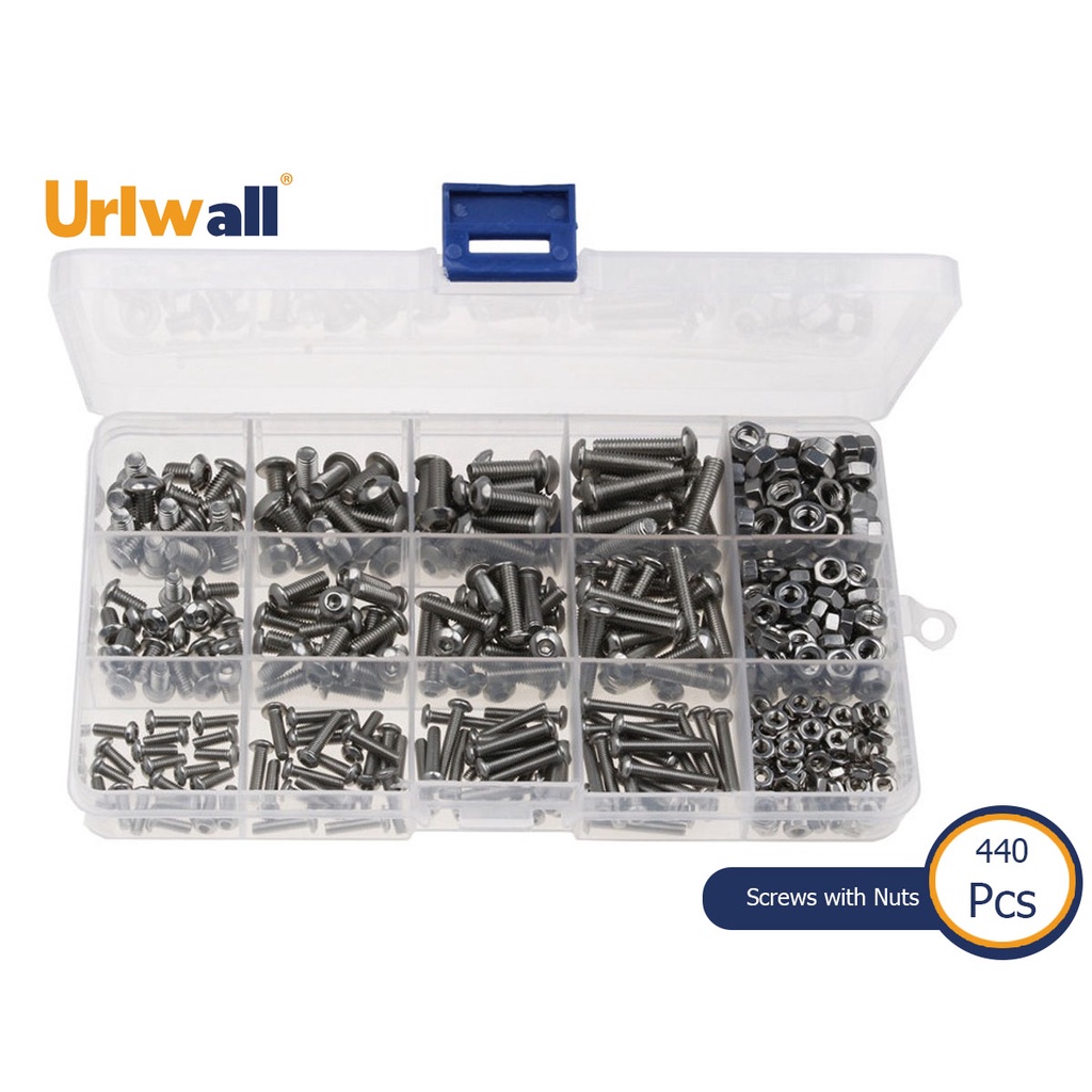 Urlwall 440 cái m3 m4 m5 tròn bằng thép không gỉ hoặc màu đen 10,9 lớp lục giác phần cứng phụ kiện đặc biệt ổ cắm nút đầu allen bolt vít