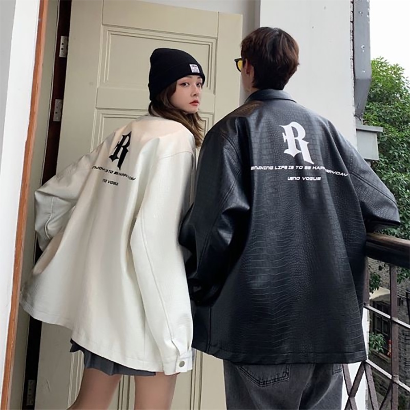 Áo khoác nam thời trang mới hợp thời trang mỹ áo khoác da retro high-end design jacket