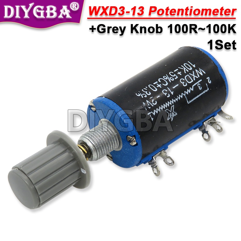 Chiết áp wxd3-13-2w 1 bộ (1 cái wxd3-13 + 1 cái núm xám) 100 200 220 1k 2.2k 3.3k 4.7k 5.6k 6.8k 10k 22k 33k 47k 100k ohm