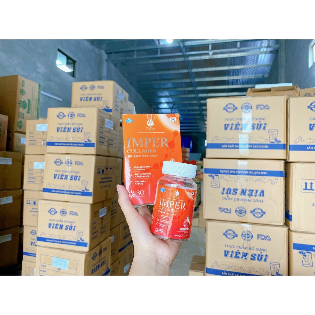 Kẹo Dẻo Trắng Da Imper Collagen Dưỡng Da Mờ Nám Chống Nắng Hộp 30 Viên
