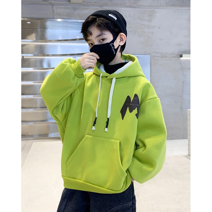 Áo hoodie nỉ bé trai SIZE ĐẠI màu xanh cốm AB666 sz 120-170, áo nỉ có mũ cho bé size đại