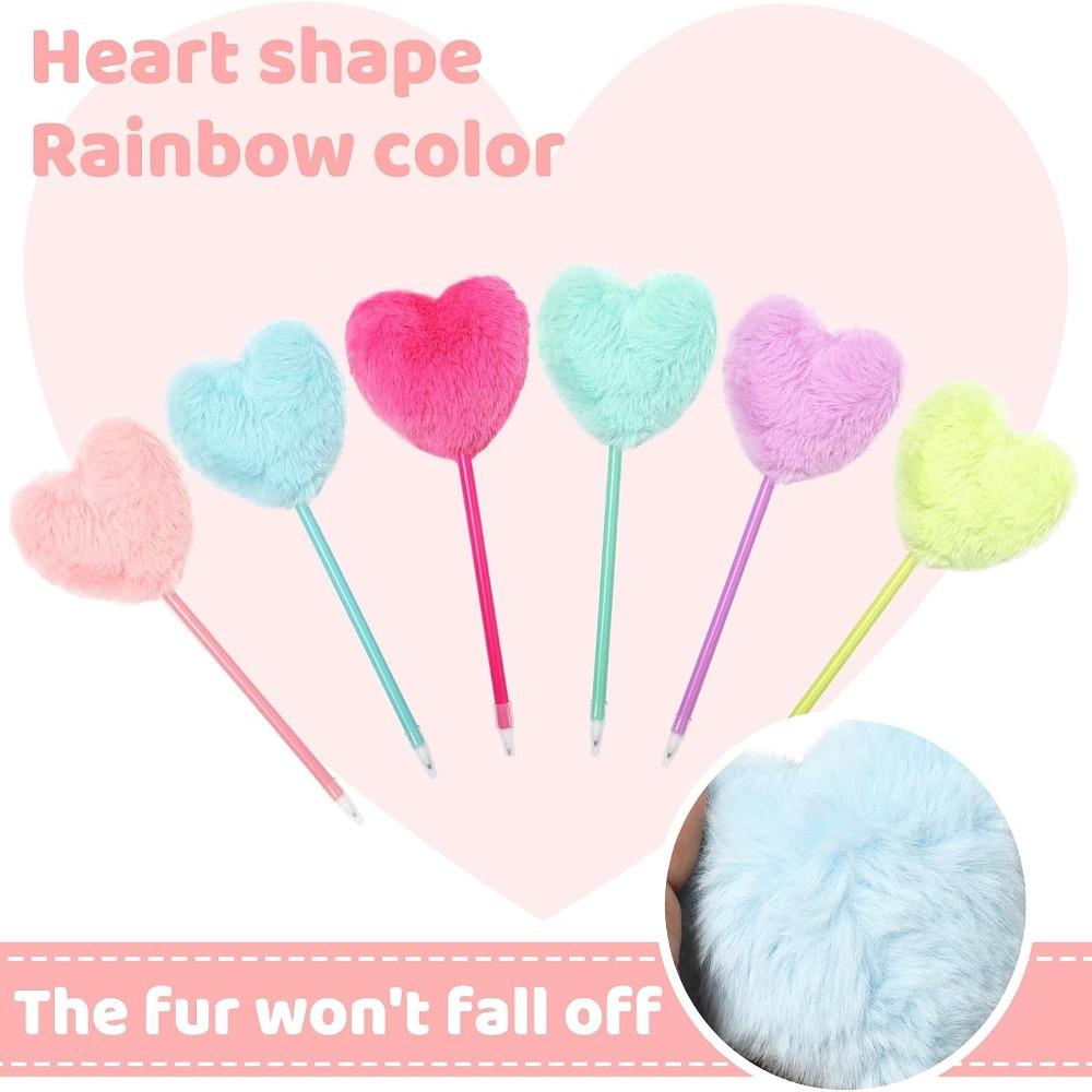 UUMIR Bộ 6 Cây Bút Bi Hình Trái Tim Màu Hồng / Trắng / Xanh Dương Xinh Xắn