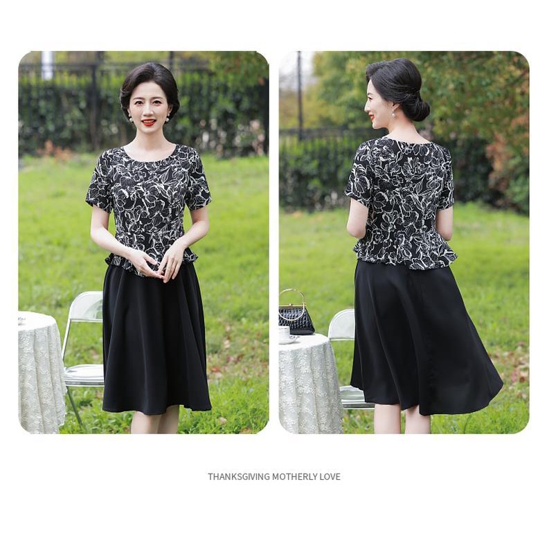 Đầm Thời Trang Mùa Hè Phong Cách Phương Tây Dành Cho Phụ Nữ Độ Tuổi Trung Niên 50-60