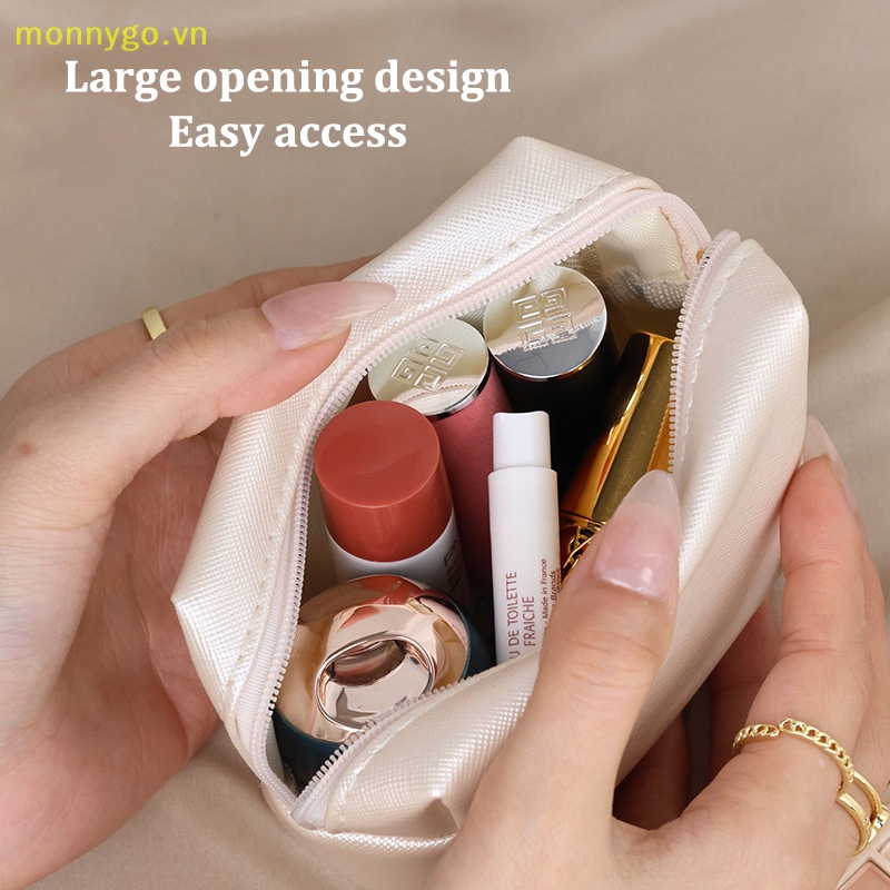 Monnygo women travel makeup bags pu leather make up pouch large-capacity travel toiletry bag travel waterproof purse túi đựng mỹ phẩm túi xách vn