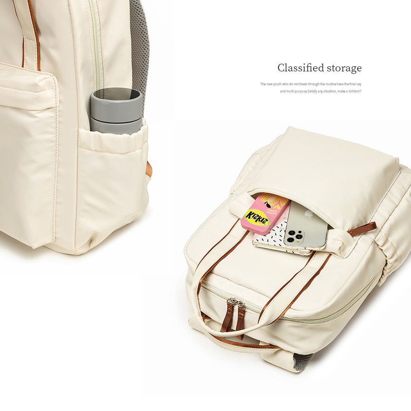 MINGKE Túi đựng máy tính xách tay 15,6 inch ba lô đi học cho nữ dung tích lớn chống nước chống va đập thời trang sinh viên