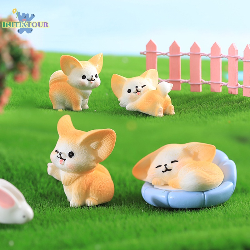 Phim hoạt hình dễ thương fox resin vườn cổ tích bức tượng nhỏ trang trí vi cảnh trang trí nội thất phụ kiện nhà búp bê