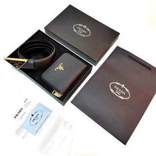 Prada mỏng thắt lưng da thật dây đeo thắt lưng thời trang blogger xu hướng dây thắt lưng ghim khóa thắt lưng nam và nữ đồng quê hộp quà