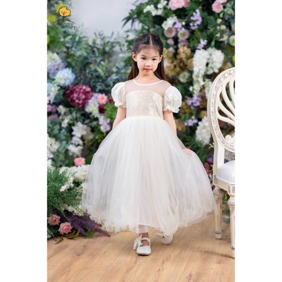 Váy óng ánh bé gái LITIBABY lấp lánh tay bồng cho bé 13kg - 28kg