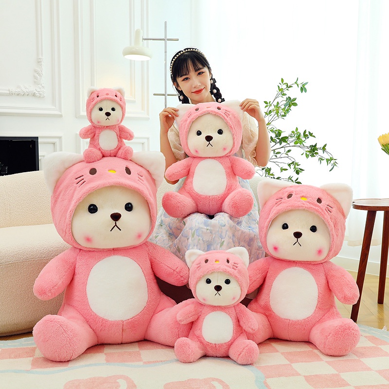 Gấu bông hello kitty MèO Thú Nhồi Bông Hình Gấu teddy Màu Hồng Mềm Mại Làm Quà Tặng Sinh Nhật Cho Bé