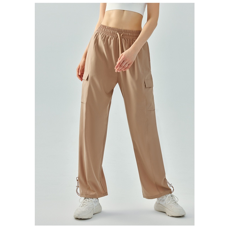 Quần Thể Thao Lưng Cao Dáng Rộng Co Giãn Cao Khô Nhanh Cho Nữ Chạy Bộ Ngoài Trời