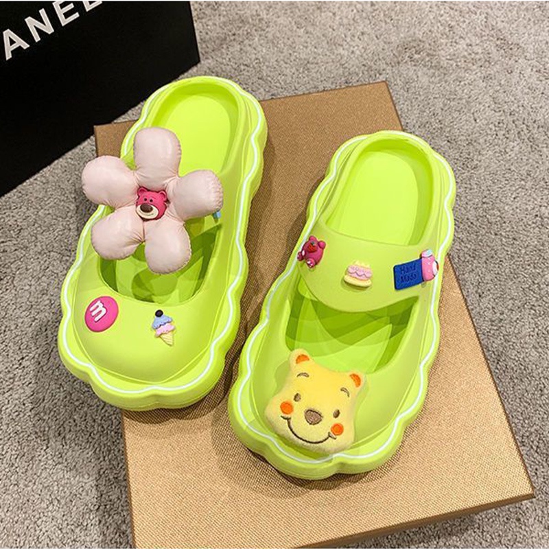 Dép nữ đế bệt dễ thương gấu dâu mary jane cloud dép