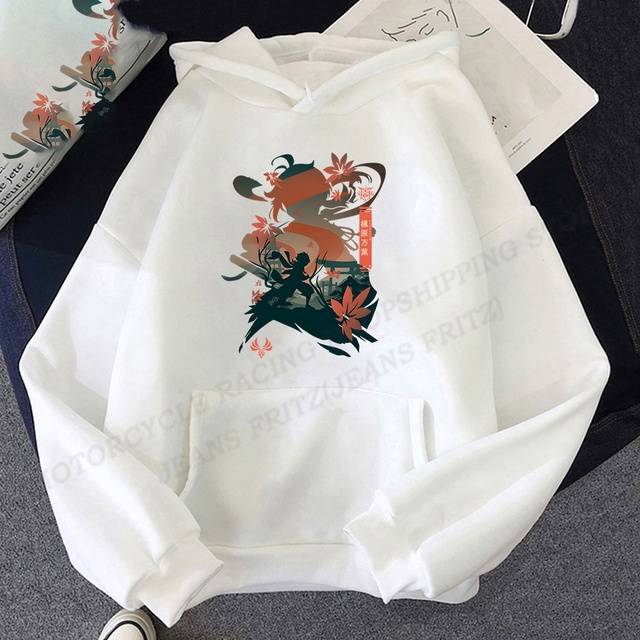 Hoodies hot game genshin impact kaedehara kazuha in áo nỉ nam nữ thời trang áo khoác trung tính áo khoác hoodie quá khổ