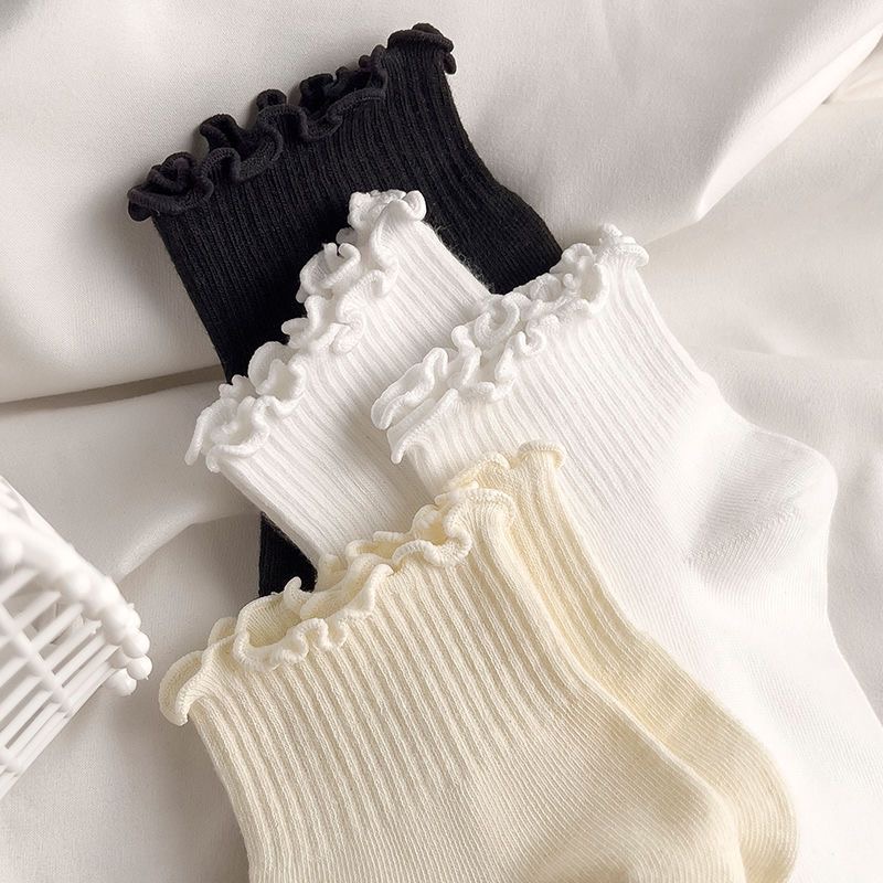 Unisex fashion tri-collar white / black high-collar sport socks
