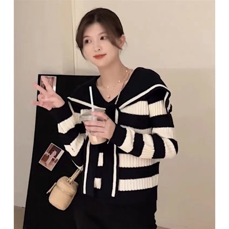Áo len sọc cổ lọ hải quân áo len dài tay