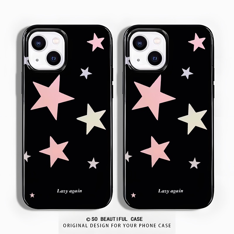 Ôp Điện Thoại tpu Dẻo Màu Đen In Hình Ngôi Sao Hồng Cho iphone 14 pro max iphone 13 pro max 12 pro max 11 xr xs 7plus 8 Ốp
