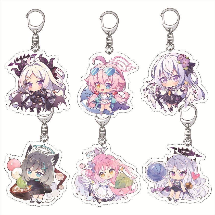 Blue archive anime keychain phụ nữ aru sunaokami shiroko hayase yuka chuỗi chìa khóa acrylic người đàn ông vòng chìa khóa dễ thương túi ita mặt dây chuyền trang trí