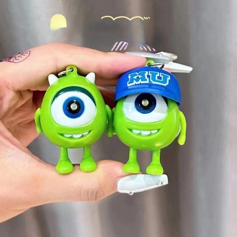 Disney monsters university mike doll keychain led light sound i love you cute big eyes búp bê keychain whit rope bell mặt dây chuyền hiện tại